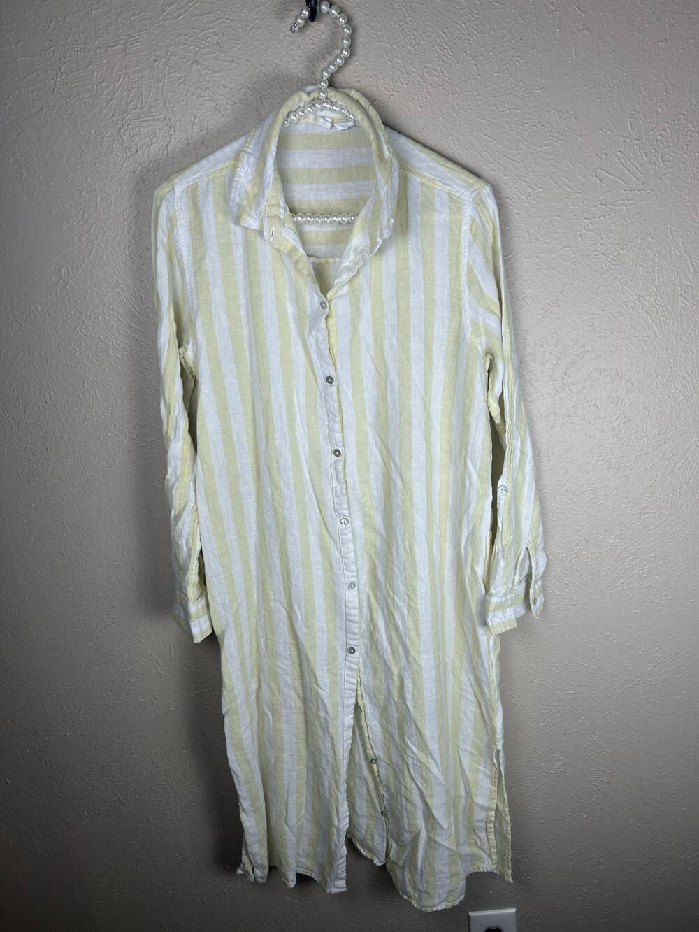 Cynthia Rowley Linen Dress Size Small Pastel Stripes Spring Coquette Midi Summer